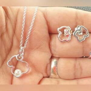 TOUS silver clear perla set